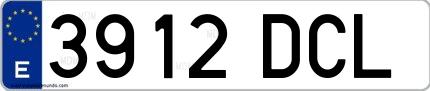 Ejemplo de matrícula de coche ordinaria 3912 DCL