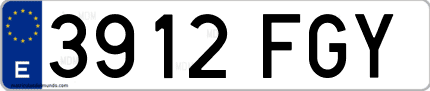 Ejemplo de matrícula de coche ordinaria 3912 FGY