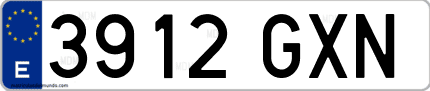 Ejemplo de matrícula de coche ordinaria 3912 GXN