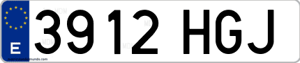 Ejemplo de matrícula de coche ordinaria 3912 HGJ
