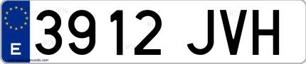 Ejemplo de matrícula española 3912 JVH