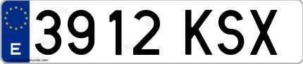 Ejemplo de matrícula española 3912 KSX