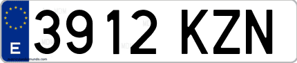 Ejemplo de matrícula de coche ordinaria 3912 KZN