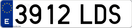 Ejemplo de matrícula de coche ordinaria 3912 LDS