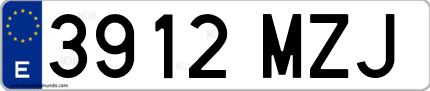 Ejemplo de matrícula de coche ordinaria 3912 MZJ