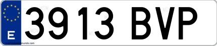Ejemplo de matrícula española 3913 BVP