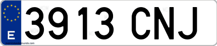 Ejemplo de matrícula de coche ordinaria 3913 CNJ