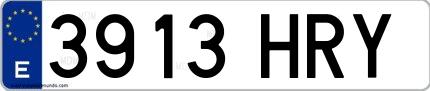 Ejemplo de matrícula española 3913 HRY