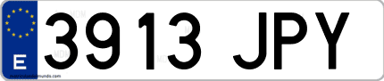 Ejemplo de matrícula de coche ordinaria 3913 JPY