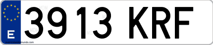 Ejemplo de matrícula de coche ordinaria 3913 KRF