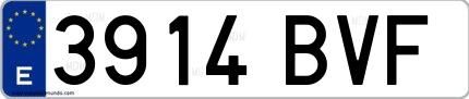 Ejemplo de matrícula española 3914 BVF
