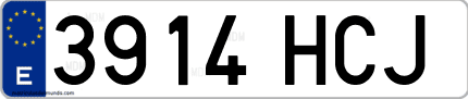 Ejemplo de matrícula de coche ordinaria 3914 HCJ