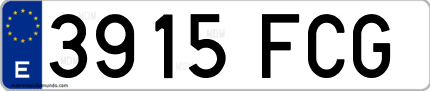 Ejemplo de matrícula de coche ordinaria 3915 FCG