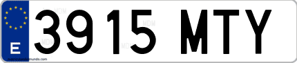 Ejemplo de matrícula de coche ordinaria 3915 MTY