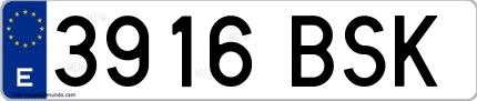 Ejemplo de matrícula española 3916 BSK