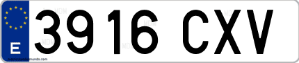 Ejemplo de matrícula de coche ordinaria 3916 CXV