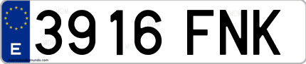 Ejemplo de matrícula de coche ordinaria 3916 FNK