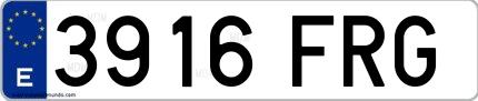 Ejemplo de matrícula española 3916 FRG