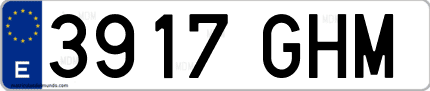 Ejemplo de matrícula de coche ordinaria 3917 GHM