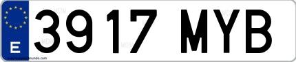 Ejemplo de matrícula española 3917 MYB