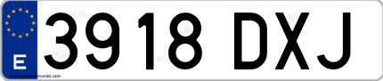 Ejemplo de matrícula española 3918 DXJ