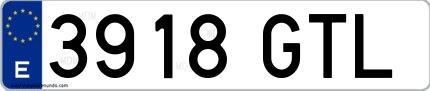 Ejemplo de matrícula española 3918 GTL