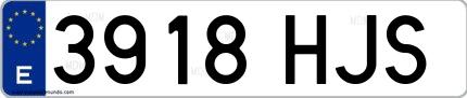 Ejemplo de matrícula de coche ordinaria 3918 HJS