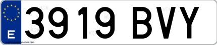 Ejemplo de matrícula española 3919 BVY