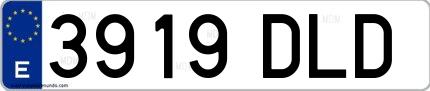 Ejemplo de matrícula española 3919 DLD