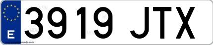 Ejemplo de matrícula española 3919 JTX