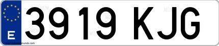 Ejemplo de matrícula de coche ordinaria 3919 KJG