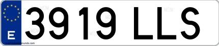 Ejemplo de matrícula española 3919 LLS