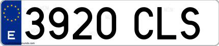 Ejemplo de matrícula española 3920 CLS