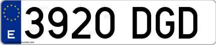 Ejemplo de matrícula de coche ordinaria 3920 DGD
