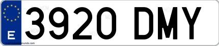 Ejemplo de matrícula española 3920 DMY