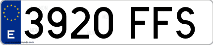 Ejemplo de matrícula de coche ordinaria 3920 FFS
