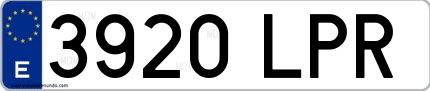 Ejemplo de matrícula española 3920 LPR