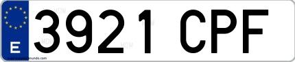 Ejemplo de matrícula española 3921 CPF