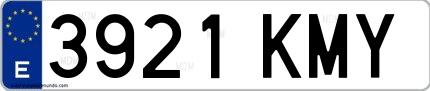 Ejemplo de matrícula española 3921 KMY