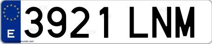 Ejemplo de matrícula española 3921 LNM