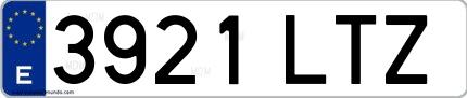 Ejemplo de matrícula española 3921 LTZ
