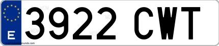 Ejemplo de matrícula española 3922 CWT