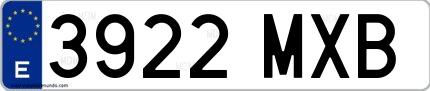 Ejemplo de matrícula española 3922 MXB