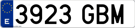 Ejemplo de matrícula de coche ordinaria 3923 GBM