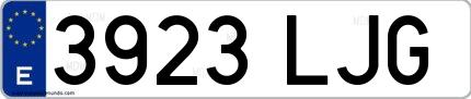 Ejemplo de matrícula española 3923 LJG