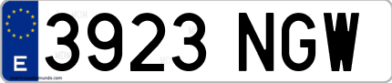 Ejemplo de matrícula de coche ordinaria 3923 NGW