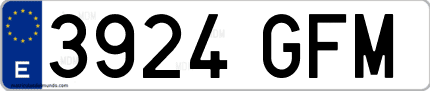 Ejemplo de matrícula de coche ordinaria 3924 GFM