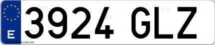 Ejemplo de matrícula española 3924 GLZ