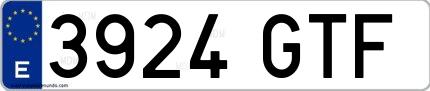 Ejemplo de matrícula española 3924 GTF