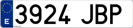 Ejemplo de matrícula de coche ordinaria 3924 JBP